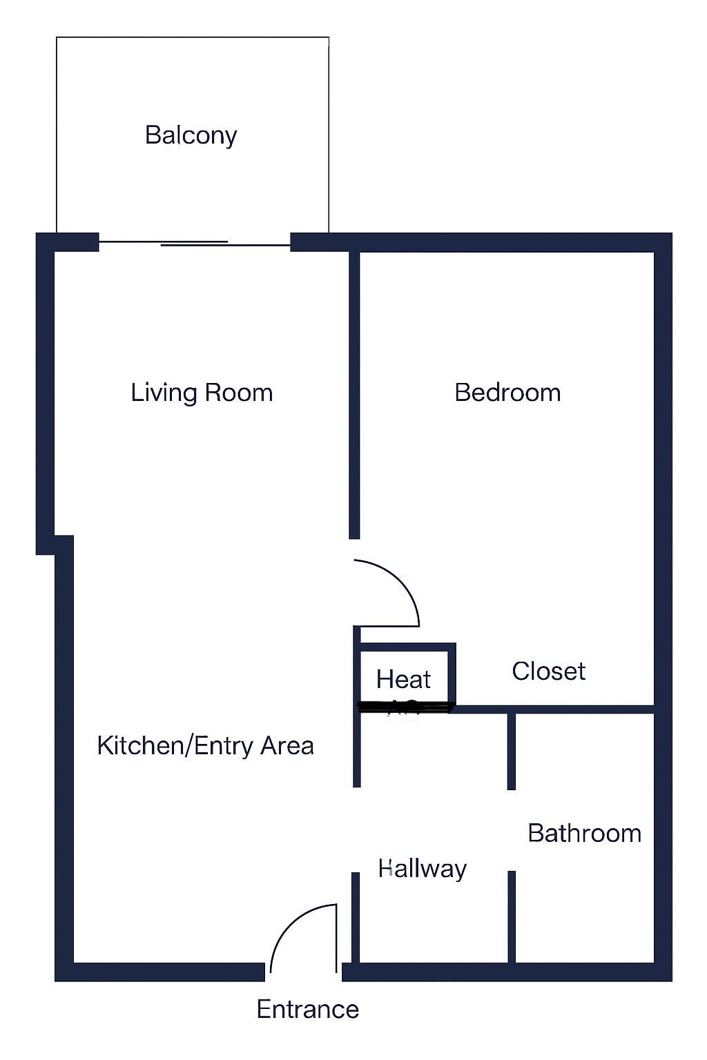 1-bed condo floor plan